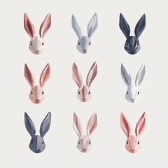 Modern Easter bunny navigation menu icon set