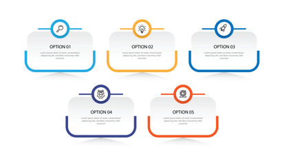 5 step columns infographic template with paper style can be used for workflow, business information, presentation and web graphic design 