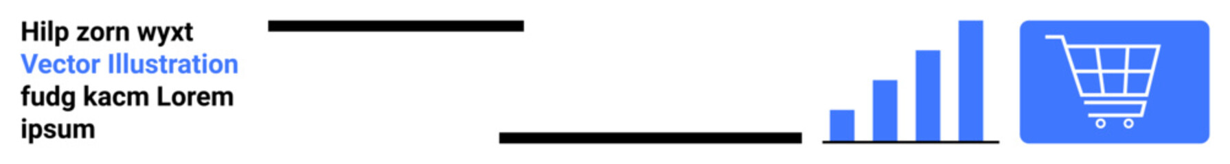 Shopping cart icon paired with ascending bar graph signifying business growth, progress, and online sales. Ideal for e-commerce, analytics, growth strategies, marketing, retail, performance tracking