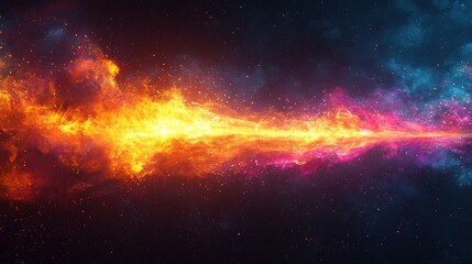 Fototapeta premium Dramatic and vibrant arrow of light surging upwards through a visually stunning cosmic landscape filled with swirling clouds of gas stars and other celestial phenomena