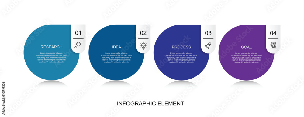 Aufkleber 4 step circle infographic template element
