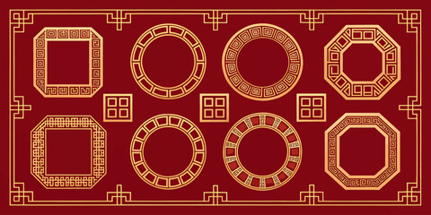 Chinese-New-Year-Frames-Gold-on-Red-Traditional-Patterns