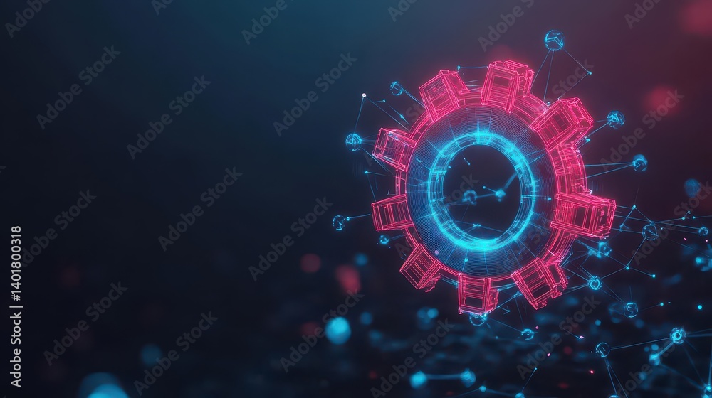 Poster vibrant red and blue abstract background featuring dynamic circular shapes creating an energetic and