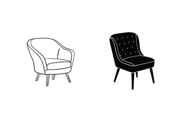 Minimalist Chair Designs Outline And Solid Black Vector Furniture Illustrations