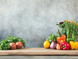 Vibrant Array of Fresh Vegetables Artfully Arranged on a Rustic Wooden Cutting Board Showcasing Nature's Bounty in a Culinary Setting