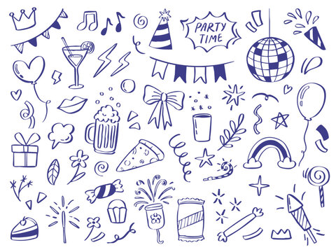 party doodle hand drawn illustration