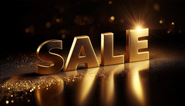 Golden Sale Announcement with Shimmering Background