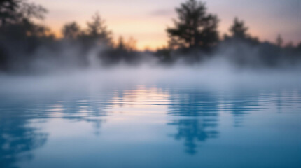 morning mist over the lake, beautifull natural scenery