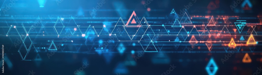 Poster abstract dark blue background featuring a repetitive pattern of triangles creating a modern and dyna