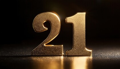 Golden Number 21 Representing Celebration and Milestones