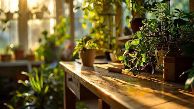 The home garden interior is filled with a variety of beautiful Modern plants