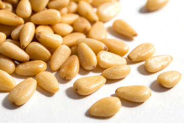 Obraz premium Pine Nuts Isolated on White Background