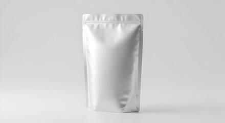 Blank Silver Aluminum Pouch On White Background