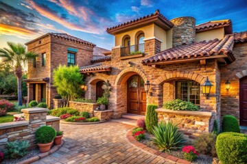 Fototapeta premium Phoenix Arizona Luxury Homes: Stunning Macro Photography of Architectural Details & Landscaping
