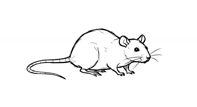 black and white rat sketch on white clip art preview