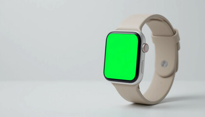 Smartwatch Mockup with Green Display for UI Design Presentation