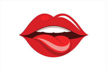 Isolated Red Lips with Cheeky Tongue for Fashion and Design
