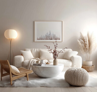 Modern Minimalist Beige Living Room