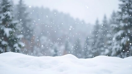 Winter Wonderland: Snowfall over Snowy Landscape