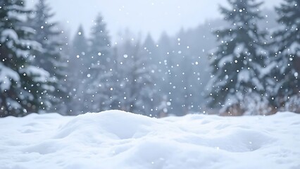 Fototapeta premium Winter Wonderland: Snowfall in a Snowy Forest