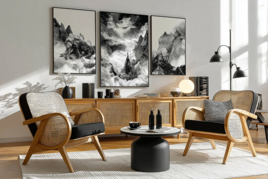 Modern Minimalist Artwork and Furniture Arrangement