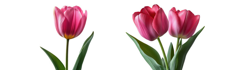 Fototapeta premium pink tulips on white background, close-up