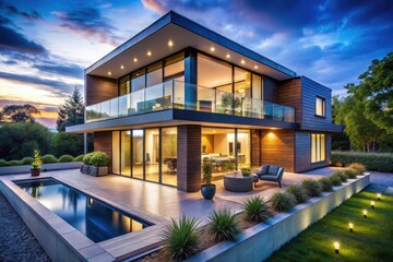 Obraz premium Smart Home Future: AI Automation, Modern Architecture, Sustainable Design, Energy Efficiency