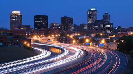 Fototapeta premium City lights at dusk