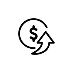 Return on Investment (ROI), dollar coin and upward arrow. Suitable for finance, investment, business, and growth related themes