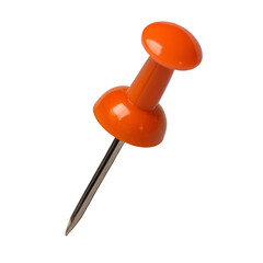 Orange push pin isolated on transparent background
