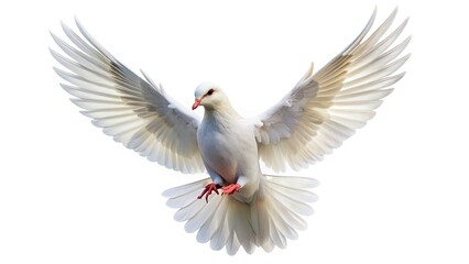 Obraz premium Minimalist White Dove, Sky, Peace, Freedom, Bird, Nature, Photography, Simple Background, Clean Image, Serene, Spiritual, Hope, Purity, Elegance