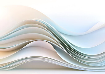 Obraz premium Abstract paper waves creative studio digital art soft tones close-up view flowing forms for artistic inspiration 