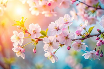 Fototapeta premium Spring Minimalist Photography: Blossoms, Pastel Colors, Fresh Start