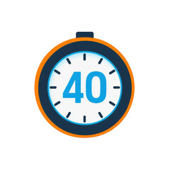 timer with 40 seconds, vector illustration isolated on white background.