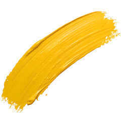 yellow paint stroke on transparent background