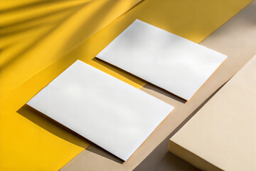 3D Blank Business Card Mockup on Wooden Background  High-Quality Design.