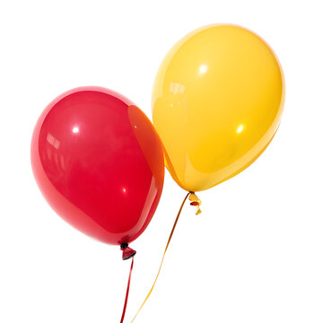 red and yellow balloons isolated on white background