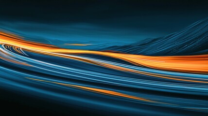 Mountain Pass With Vehicle Light Streaks Illuminating the Route