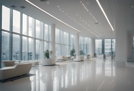 building luxury is fuzzy reception wall in lobby area backdrop white window room inner view glass office there hotel contemporary perspective corporate green clinic outside hospital corridor business