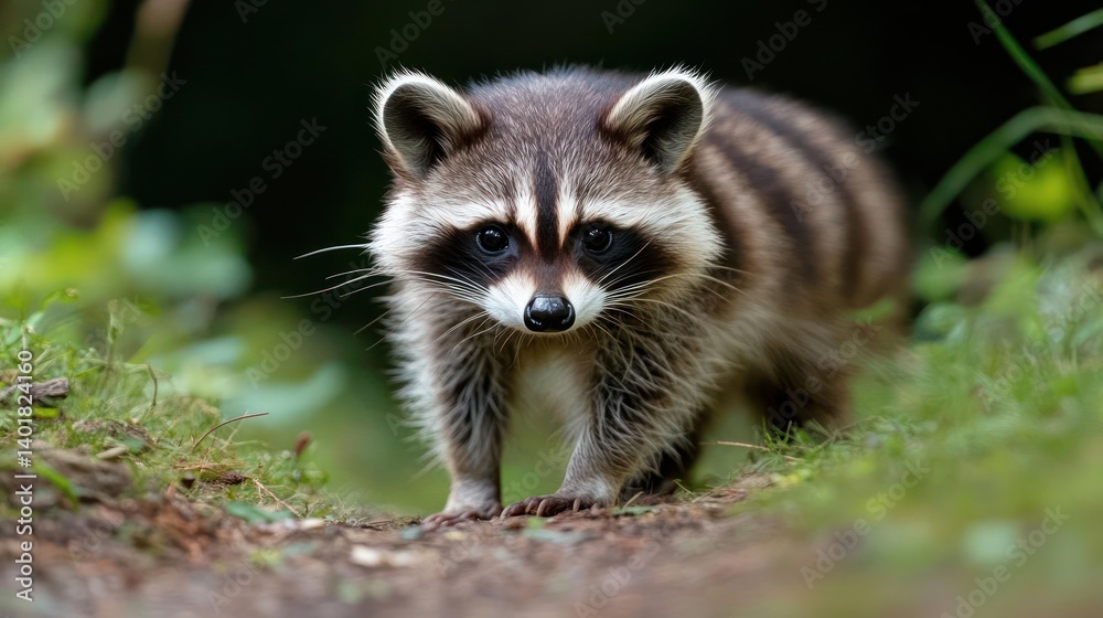 Aufkleber close-up shot of an animal standing on a dirt path surrounded by greenery. the animal has a distinct