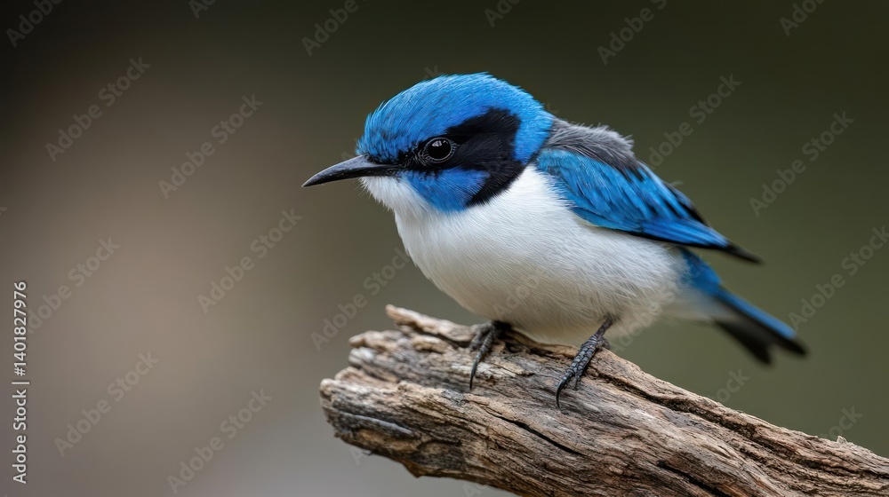 Poster close up of a superb fairywren perched on a branch. the bird features vibrant blue plumage on its he