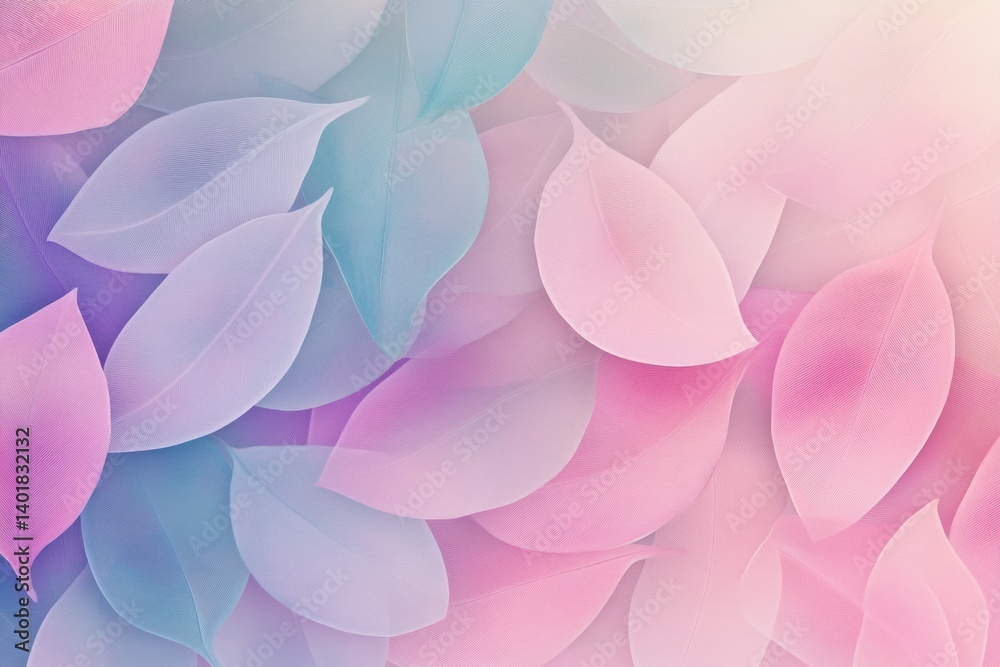 Aufkleber pastel leaf pattern with organic curves on soft natural background creating a soothing ambiance
