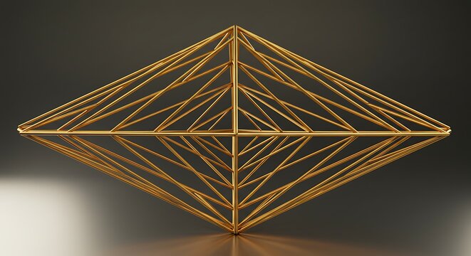Elaborate golden wireframe structure of abstract art and complex design