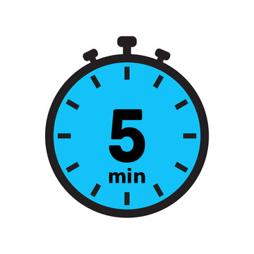 5 minute Timer, clock, stopwatch isolated icons. Countdown timer symbol. Minute timer, Time measure, Chronometer, Alarm.