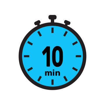 10 minute Timer, clock, stopwatch isolated icons. Countdown timer symbol. Minute timer, Time measure, Chronometer, Alarm.