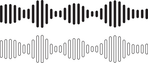 outline silhouette sound wave icon set