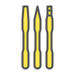 plastic pry bar filled outline icon. opening tool color line illustration.
