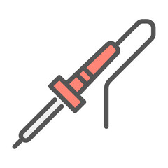 Fototapeta premium soldering iron filled outline icon. repair tool color line illustration.