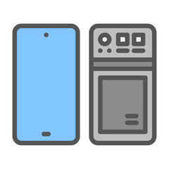 smartphone filled outline icon. smartphone design color line illustration.