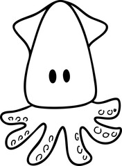 Aquatic animals, Sea animals, Summer, Illustration, Vector, Coloring book